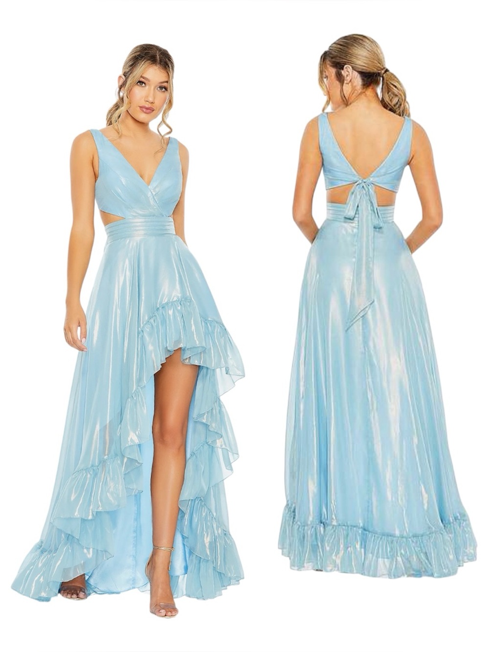 Ieena for MacDuggal V-neck cut-out High Low Dress Size 8